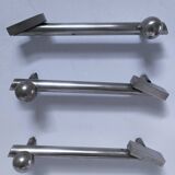 three art deco bronze handles silver tone cover