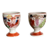 Pair of antique Kutani porcelain egg cups.