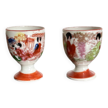 Pair of antique Kutani porcelain egg cups.