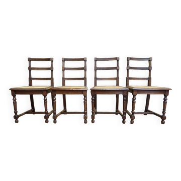 4 Louis XIII style caned chairs