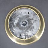 Plafonnier Art Déco en laiton des années 1930 avec abat-jour en verre opalin, Tchécoslovaquie, Res