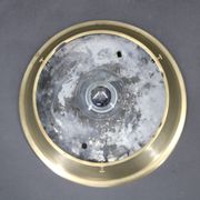 1930s Art Deco brass ceiling light with opaline glass shade, Czechoslovakia, Res