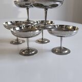 Set of 6 chrome-plated metal ice cream cups