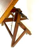 Vintage architect's desk table adjustable height and folding tilt with counterweight 1930