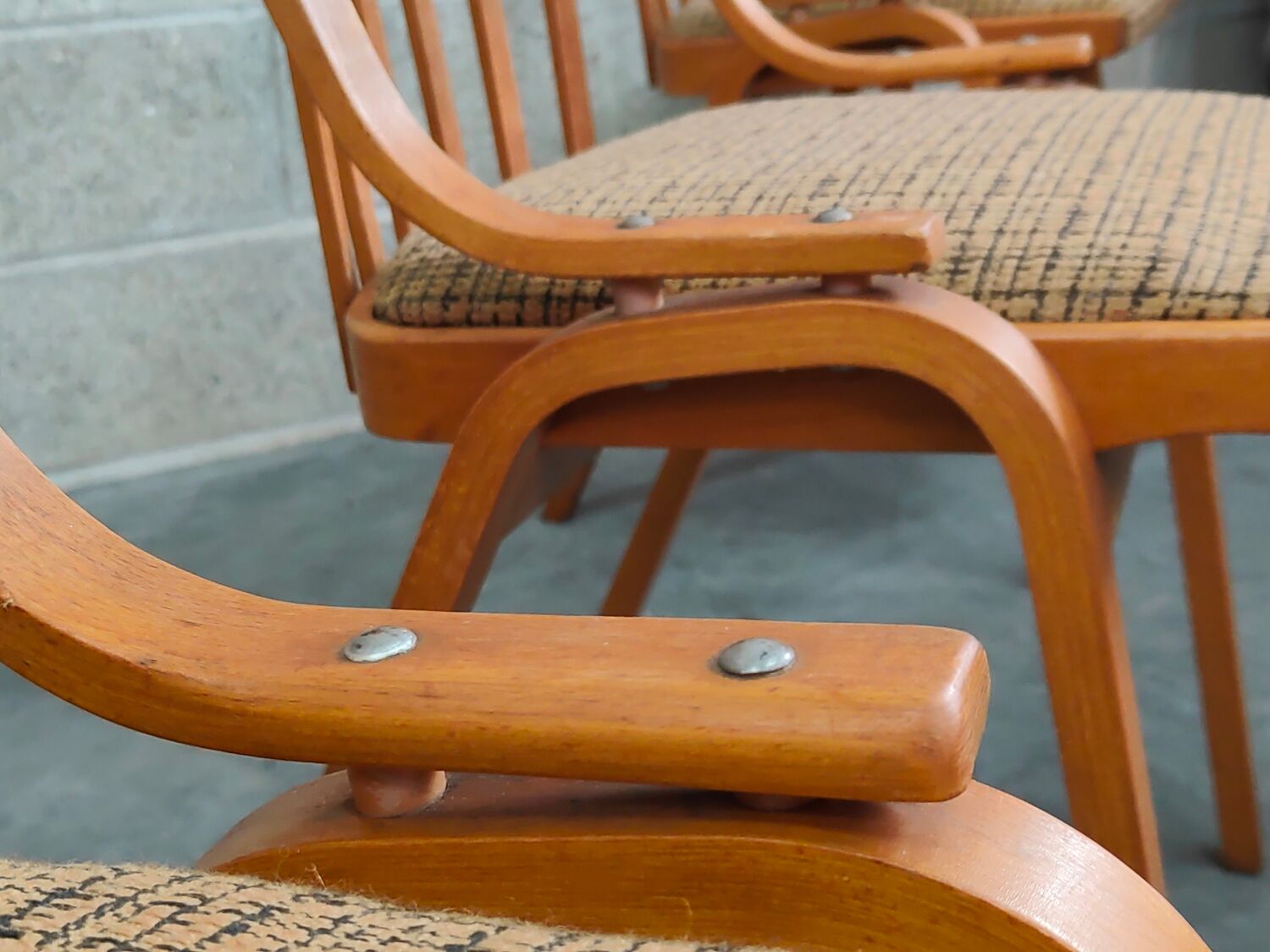 Set of 4 fabric chairs by Ton Bystrice 1960