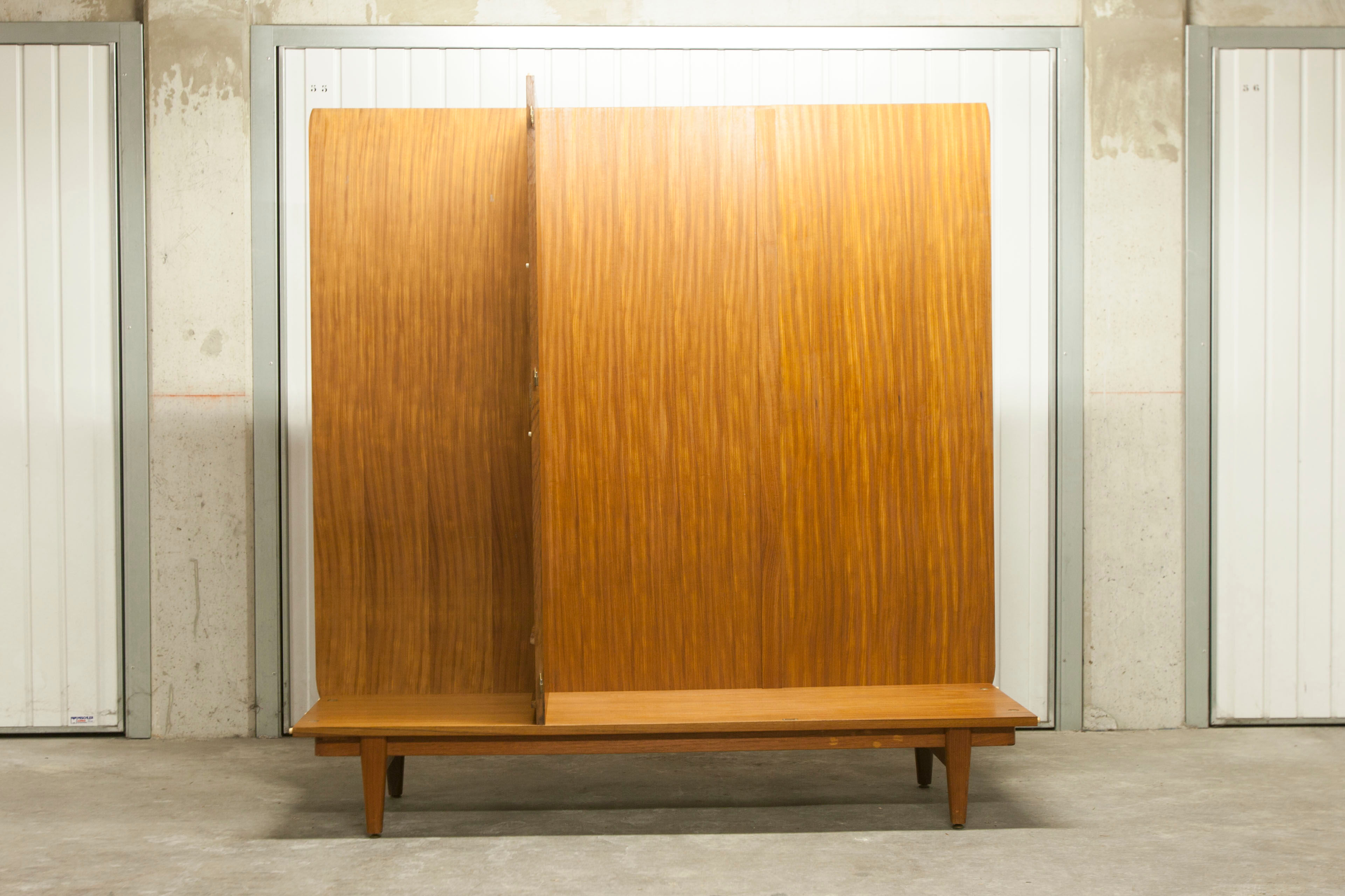 Danish Scandinavian wardrobe signed Sven Ellekaer 1960 3 doors 2 drawers with mounting plan