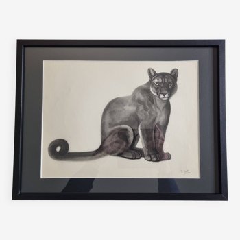 Print after Gorges Guyot, "panther", 1937, framed, 41 x 32 cm
