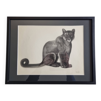 Print after Gorges Guyot, "panther", 1937, framed, 41 x 32 cm