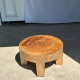 Quadripod coffee table in solid wood monoxyl natural color (dark)