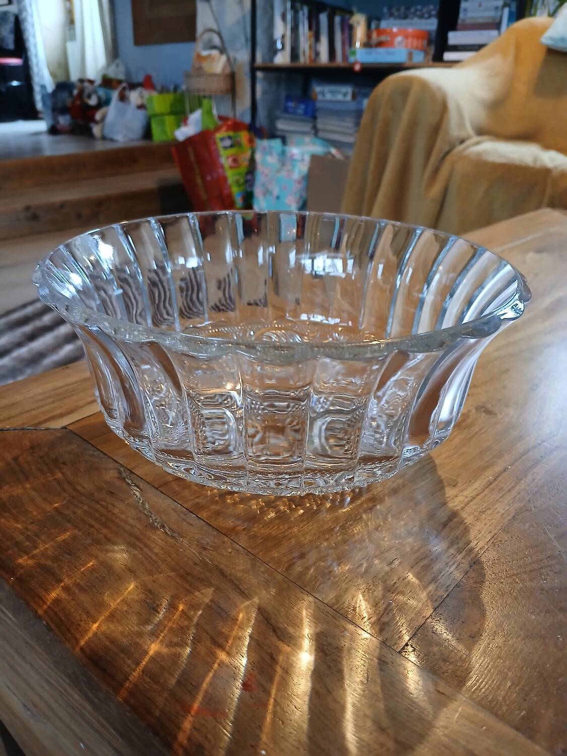 Antique cut glass salad bowl