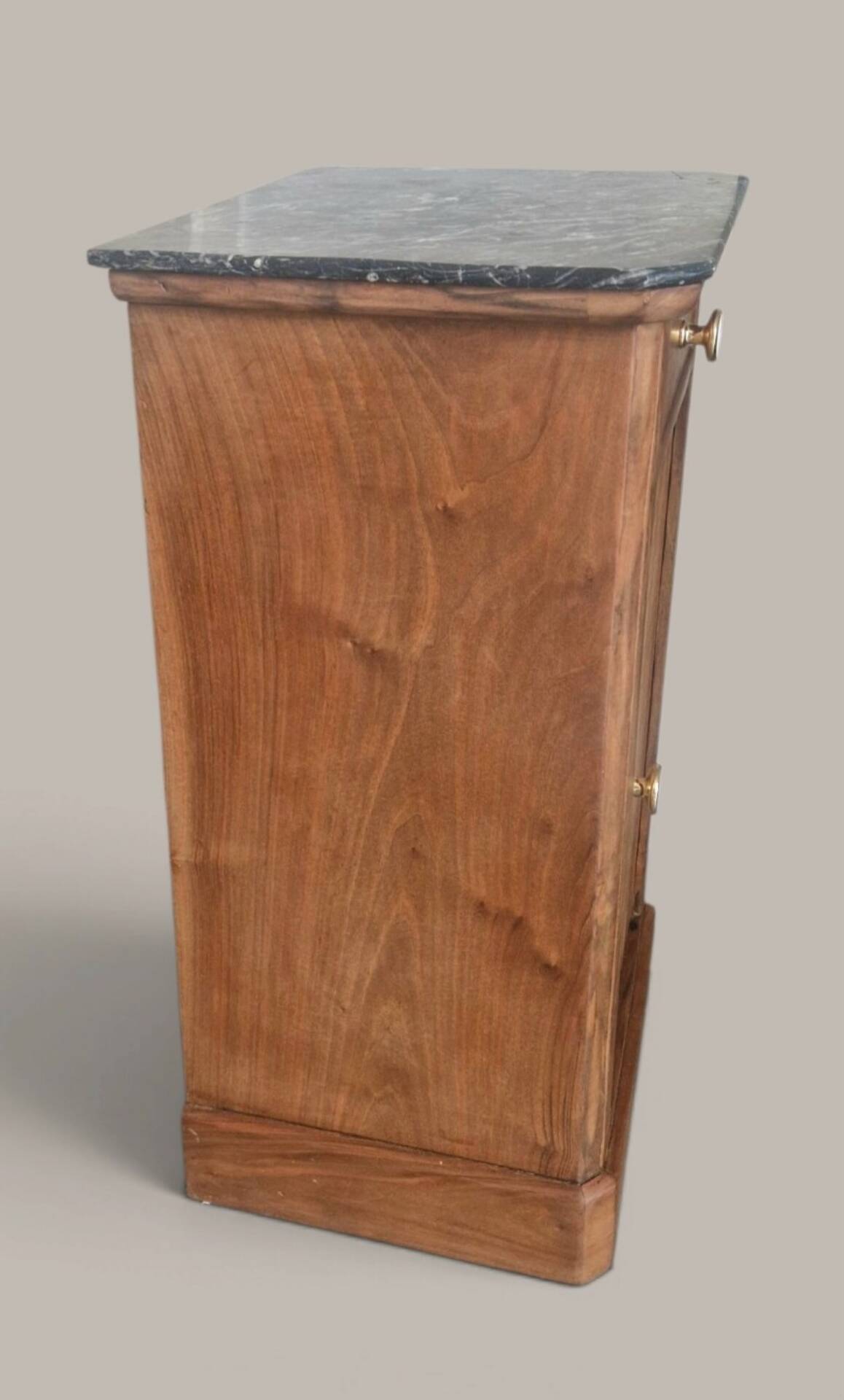 Walnut bedside table with a black marble top – late 19th century.