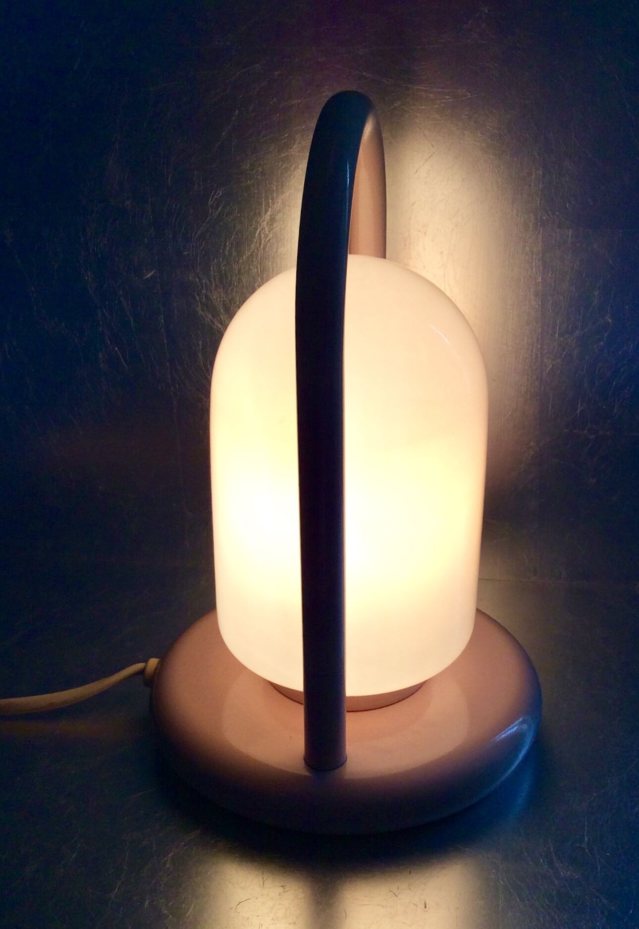Vintage 70s metal and opaline lamp