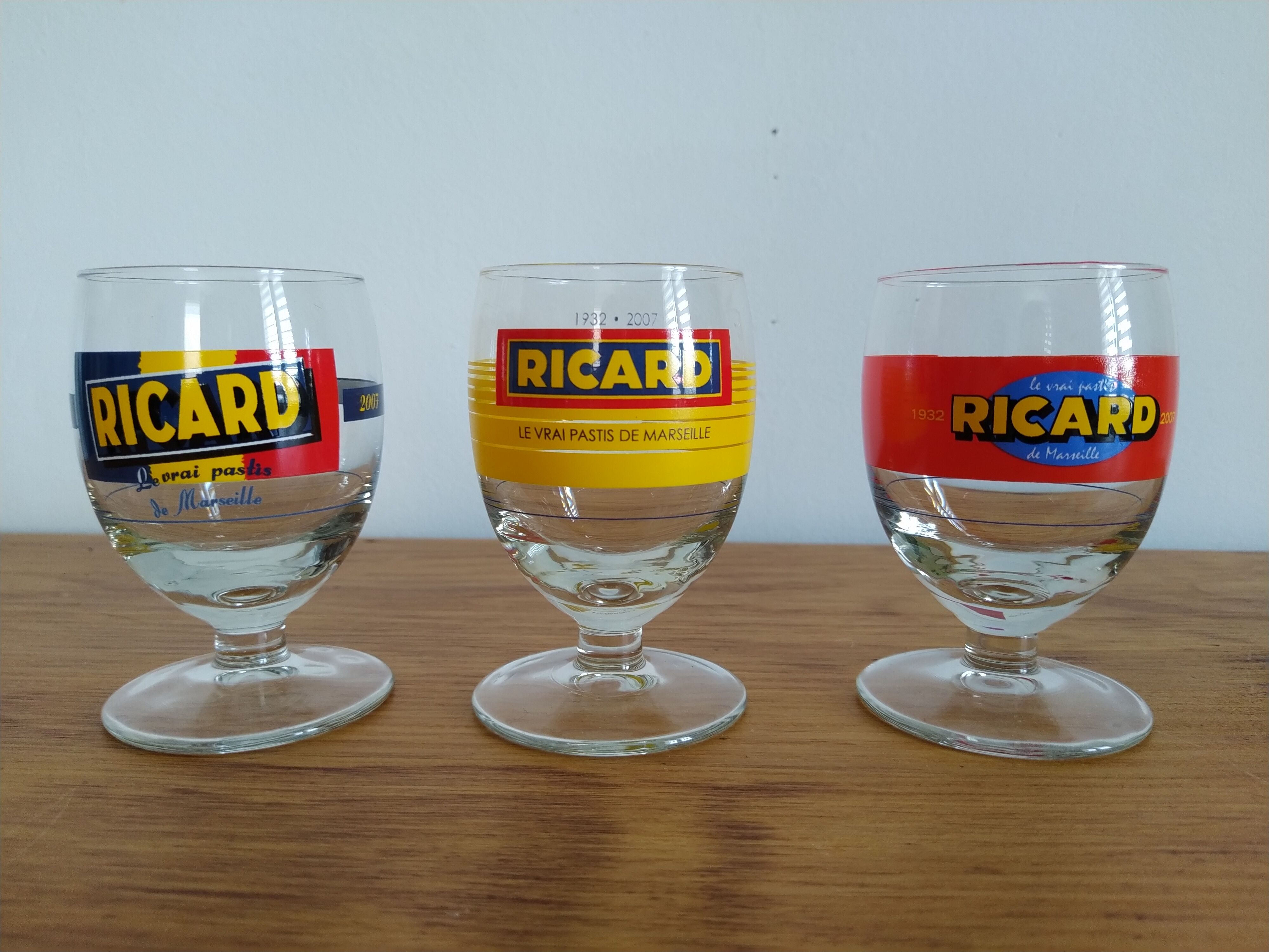 Set of 3 glasses ricard collector 75 years vintage
