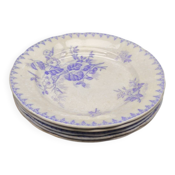 Assiettes anciennes bleu lavande charme d’antan Flore Sarreguemines UC