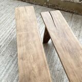 Oak farmhouse table and its two benches