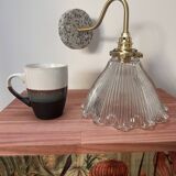 Holophane glass wall light with terrazzo base