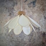 Flower suspension, Iris model, 16 petals in rattan and white linen