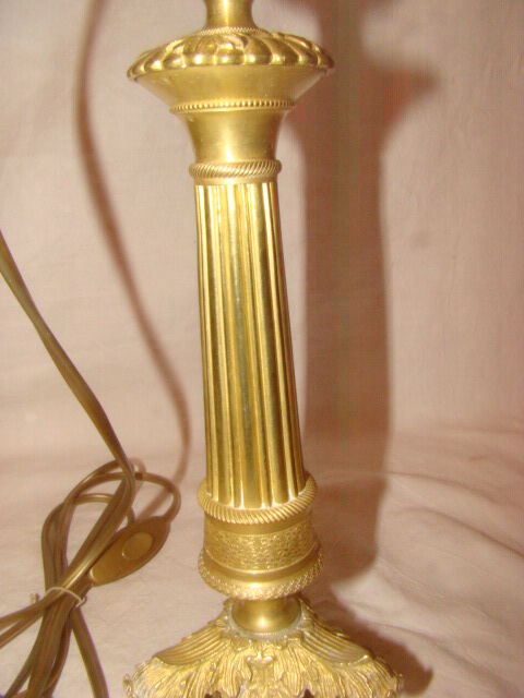 Bronze and brass candlestick, "Restoration" style, electrified as a lamp base.