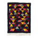Colorful Vintage Hand-Knotted Turkish Tulu Rug with Geometric Triangle Design, 100% Wool