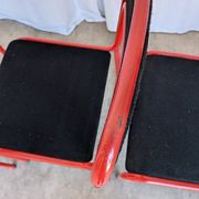 Set of 4 1970s Red & Black Metal Chair: Space Age Stackable Dining Chair