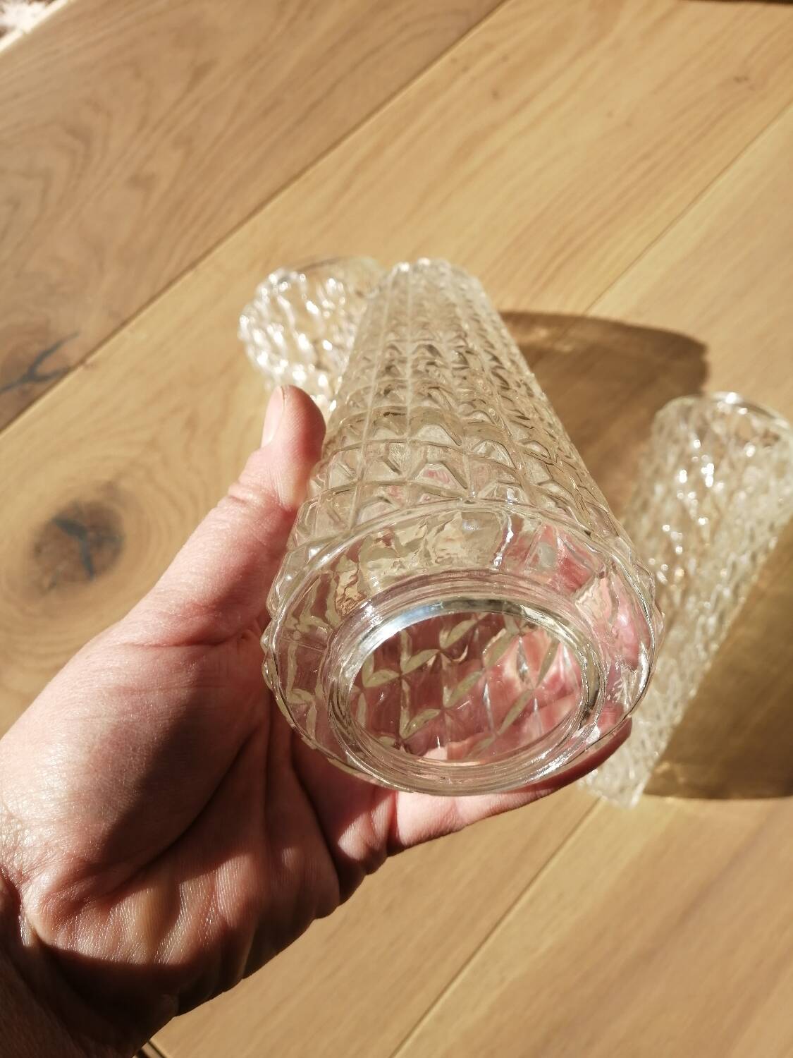 Set of 3 vintage molded glass tulips