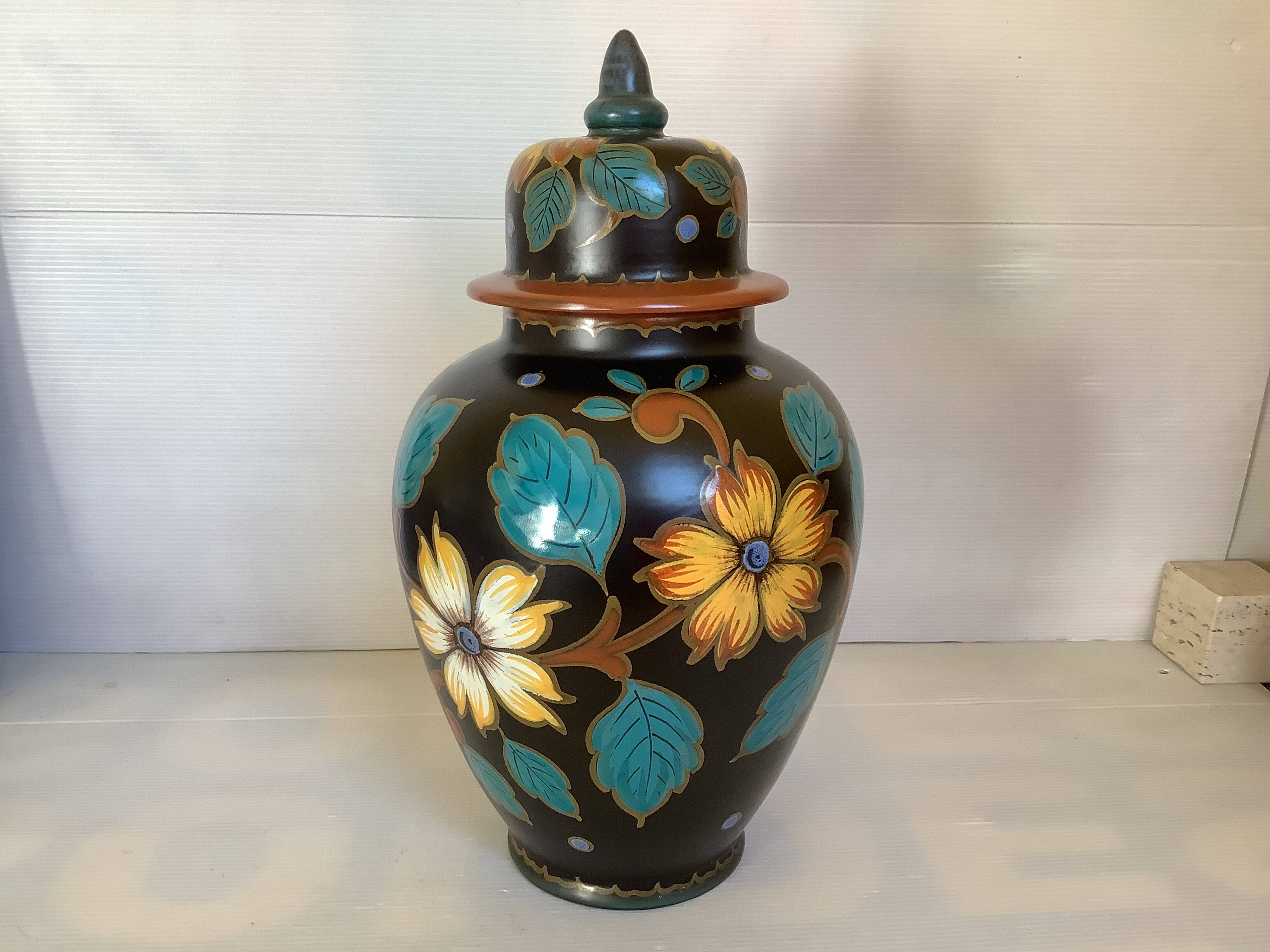Large Hetty Gouda Holland Covered Vase