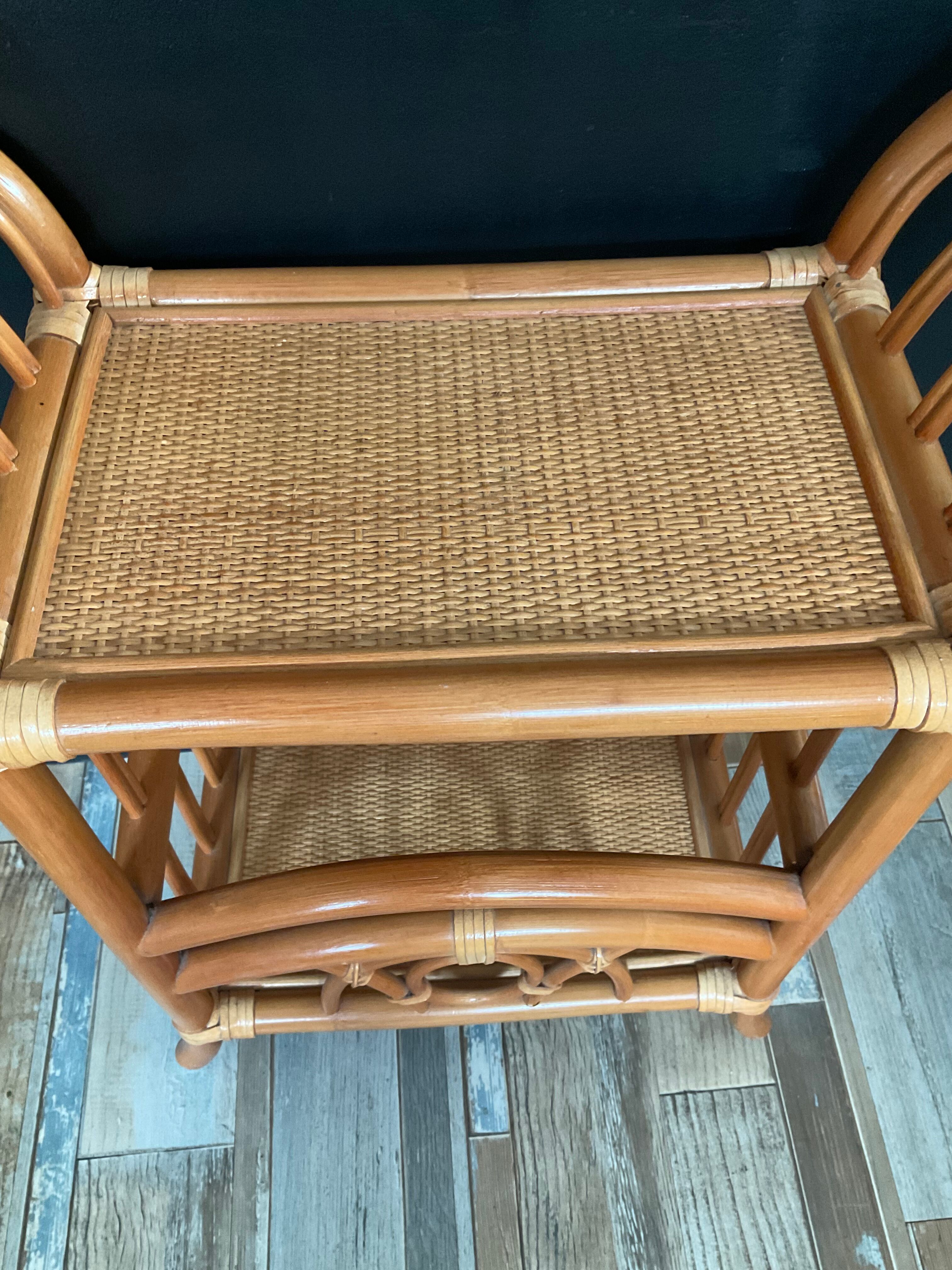 Vintage rattan side table from the 70s