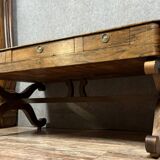 Very large Charles X period center desk in rosewood and lemonwood