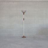 Dutch mid-century floor lamp with glass shade