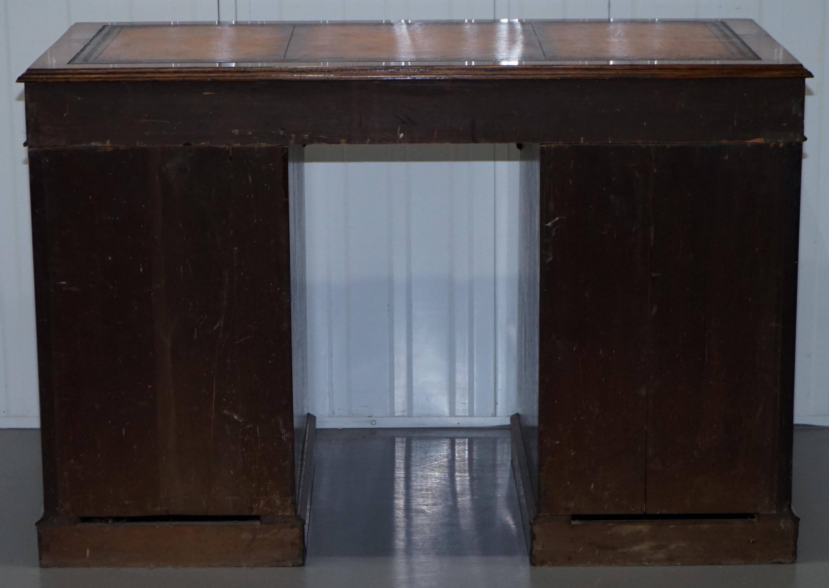 Restored Gothic desk with side bookshelves, drawer, and sloping top by Pugin Gillows.