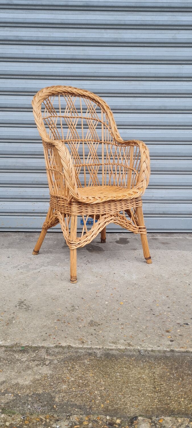 Fauteuil en rotin et osier vintage