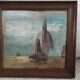 Old oil painting depicting a marine scene