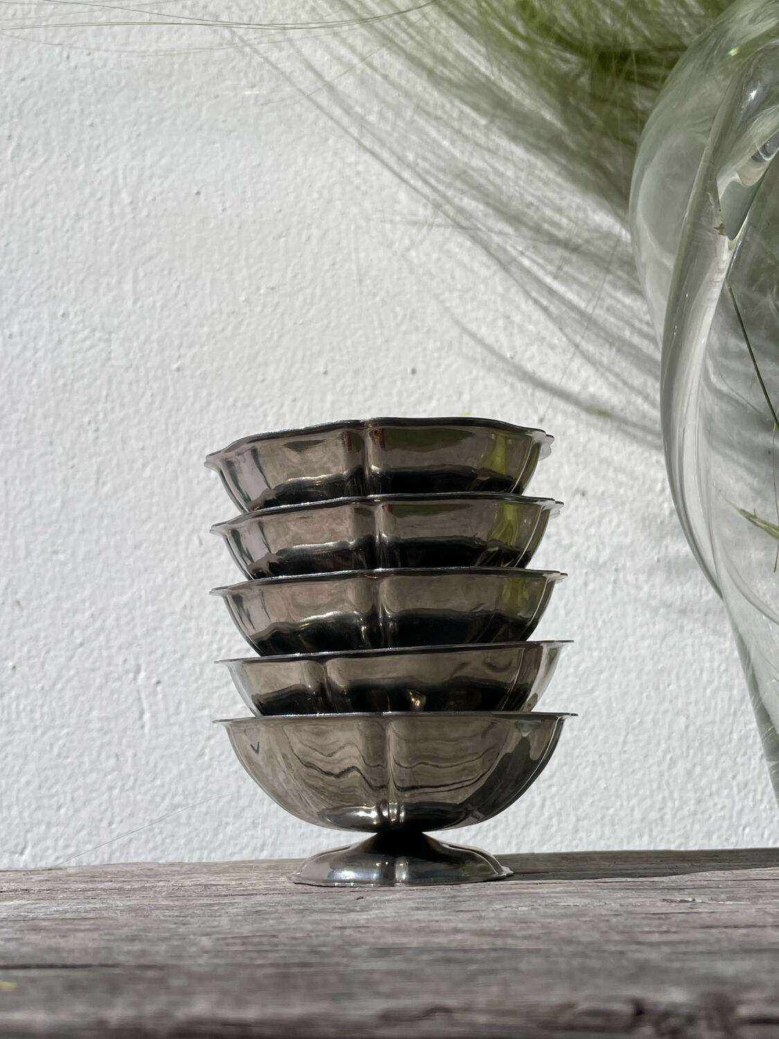 5 stainless steel cups 1970