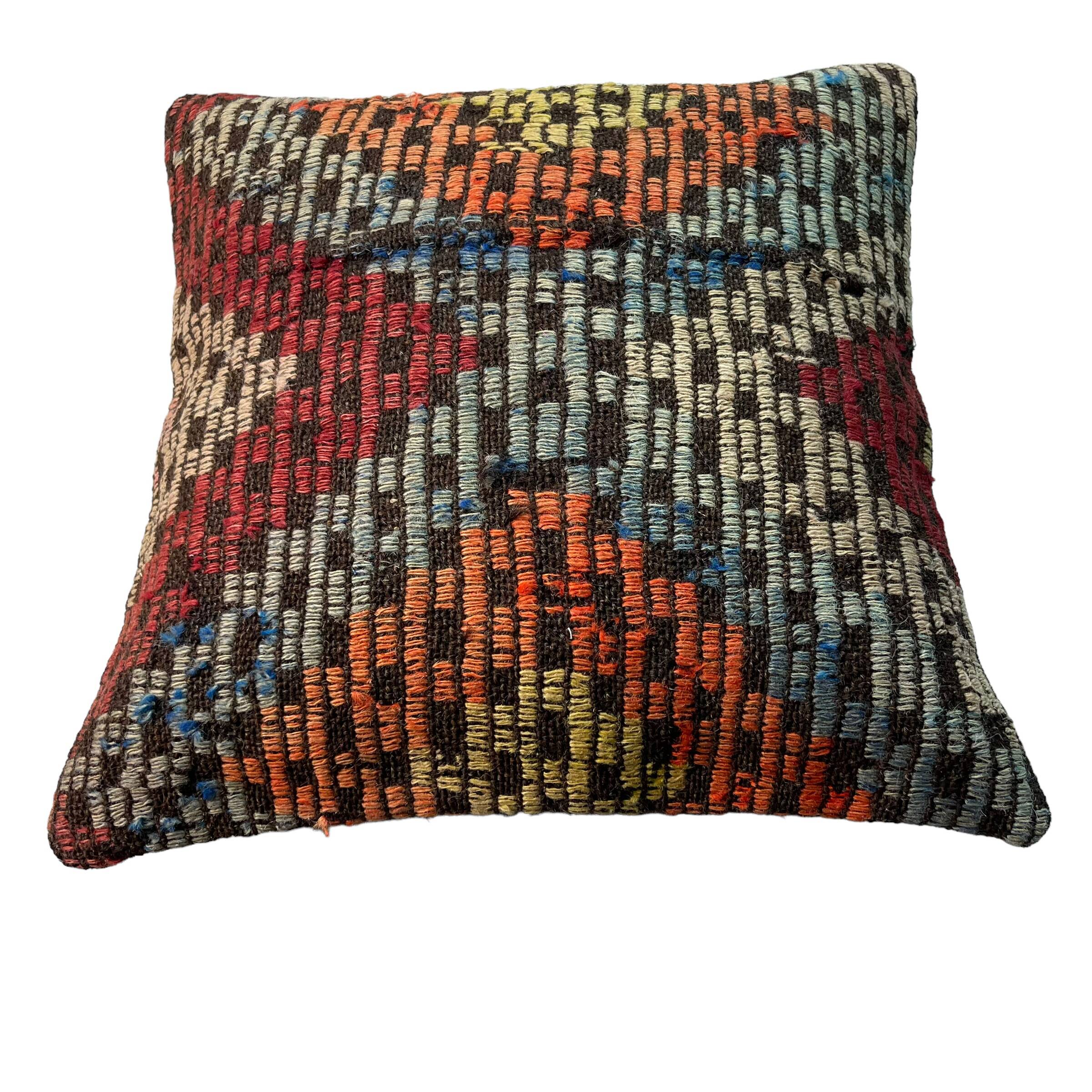VINTAGE TURKISH KILIM CUSHION COVER , 45 X 45 CM