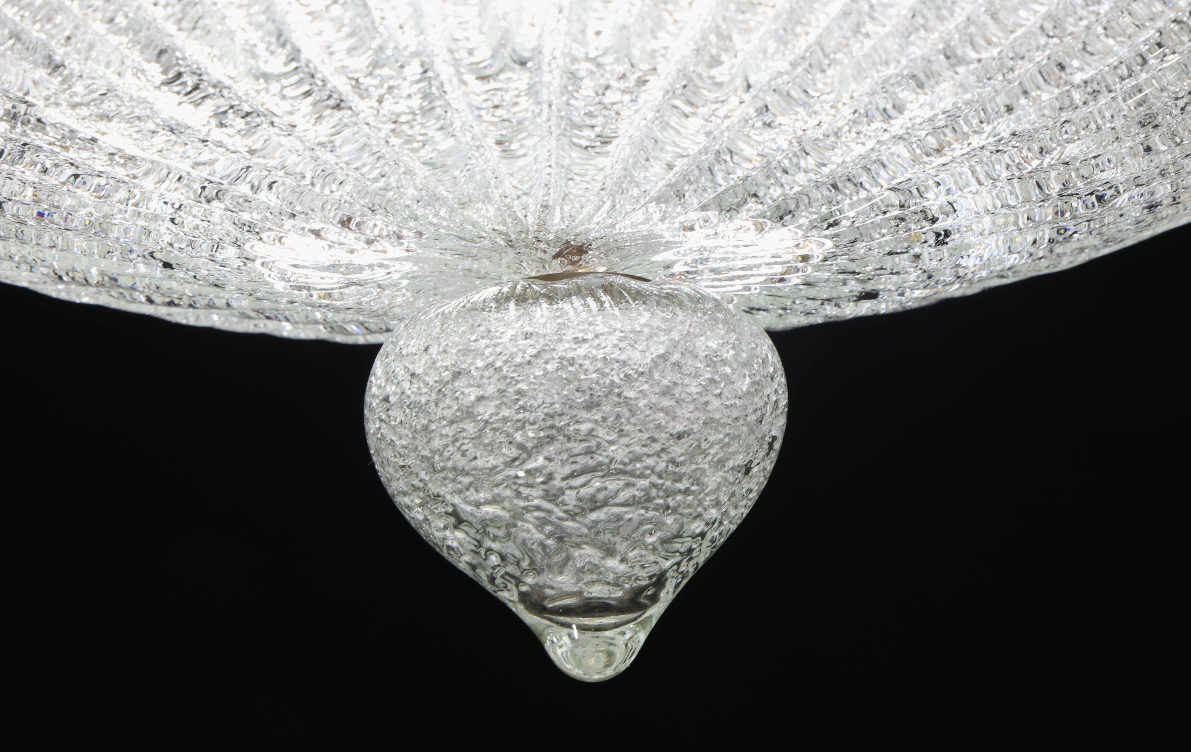 Turin, Large Size Italian Murano Glass Ceiling Light or Flush Mount, 1970s