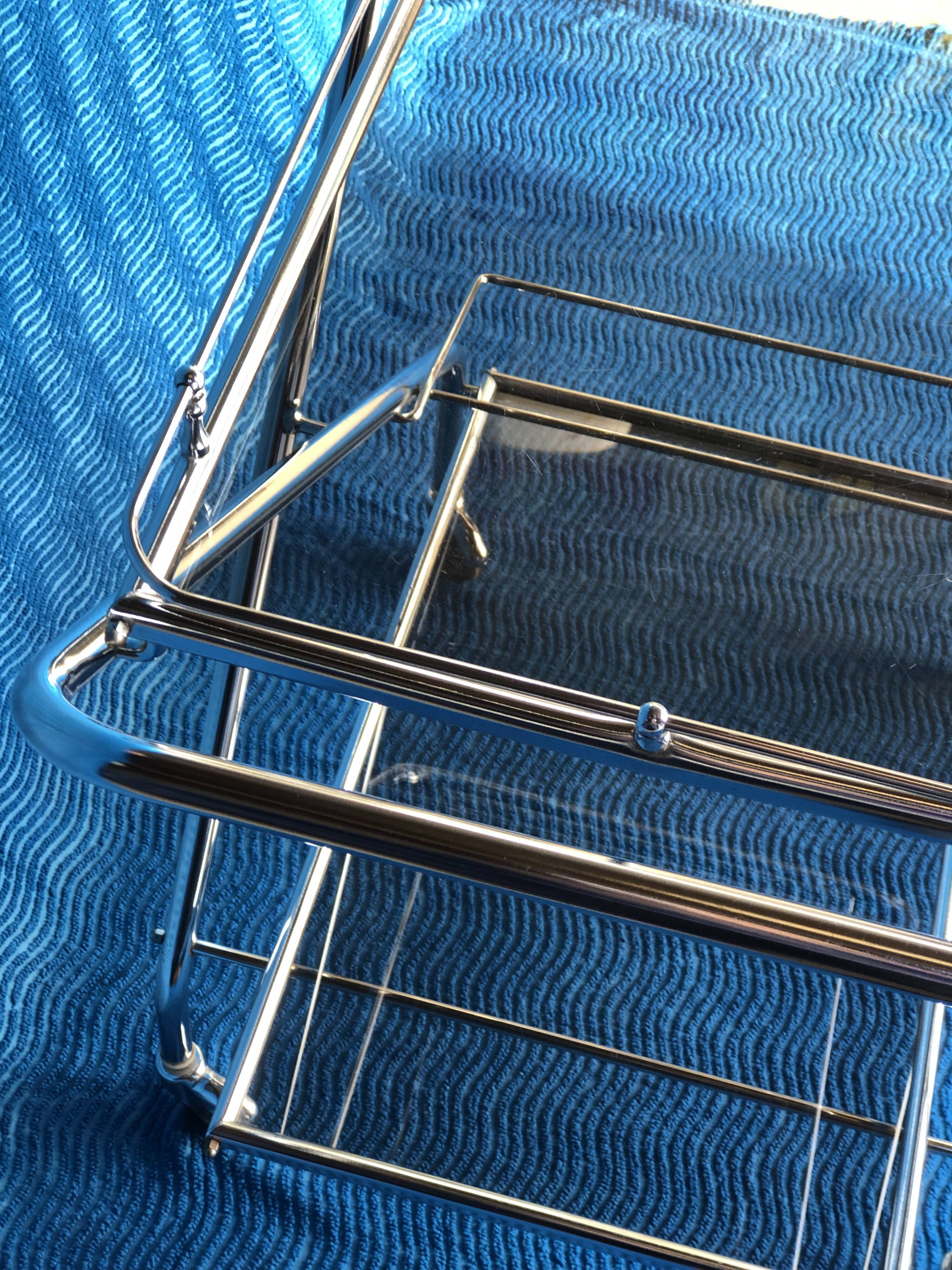 1970 folding server on wheels smoked glass