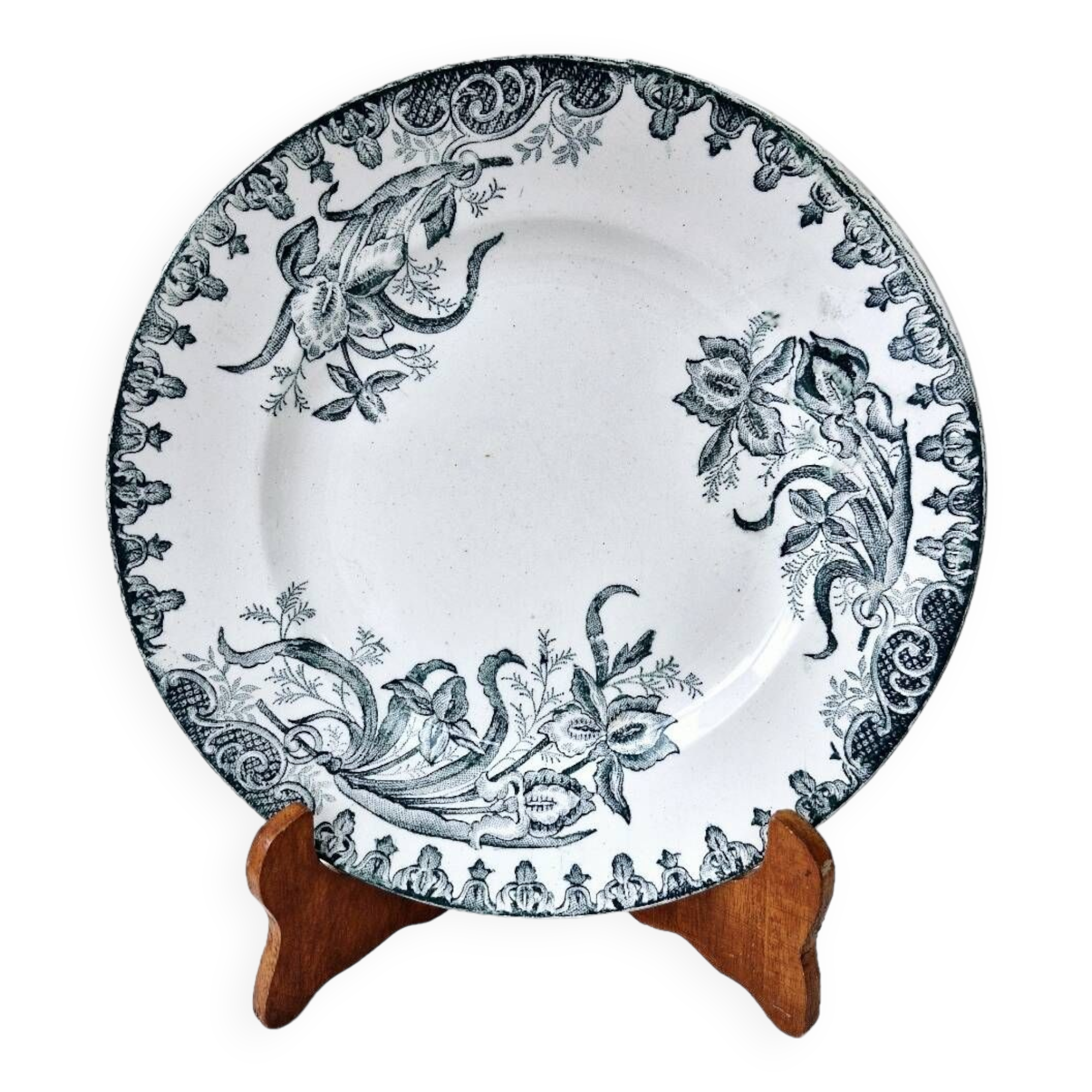 Assiette Plate Ancienne Terre De Fer Saint Amand Amandinoise Modèle Lys