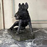 The Porcelino after Pietro Tacca, sculpture in green serpentine marble, Italy 19th century.