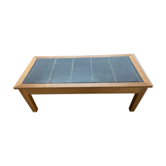 Oak and slate coffee table