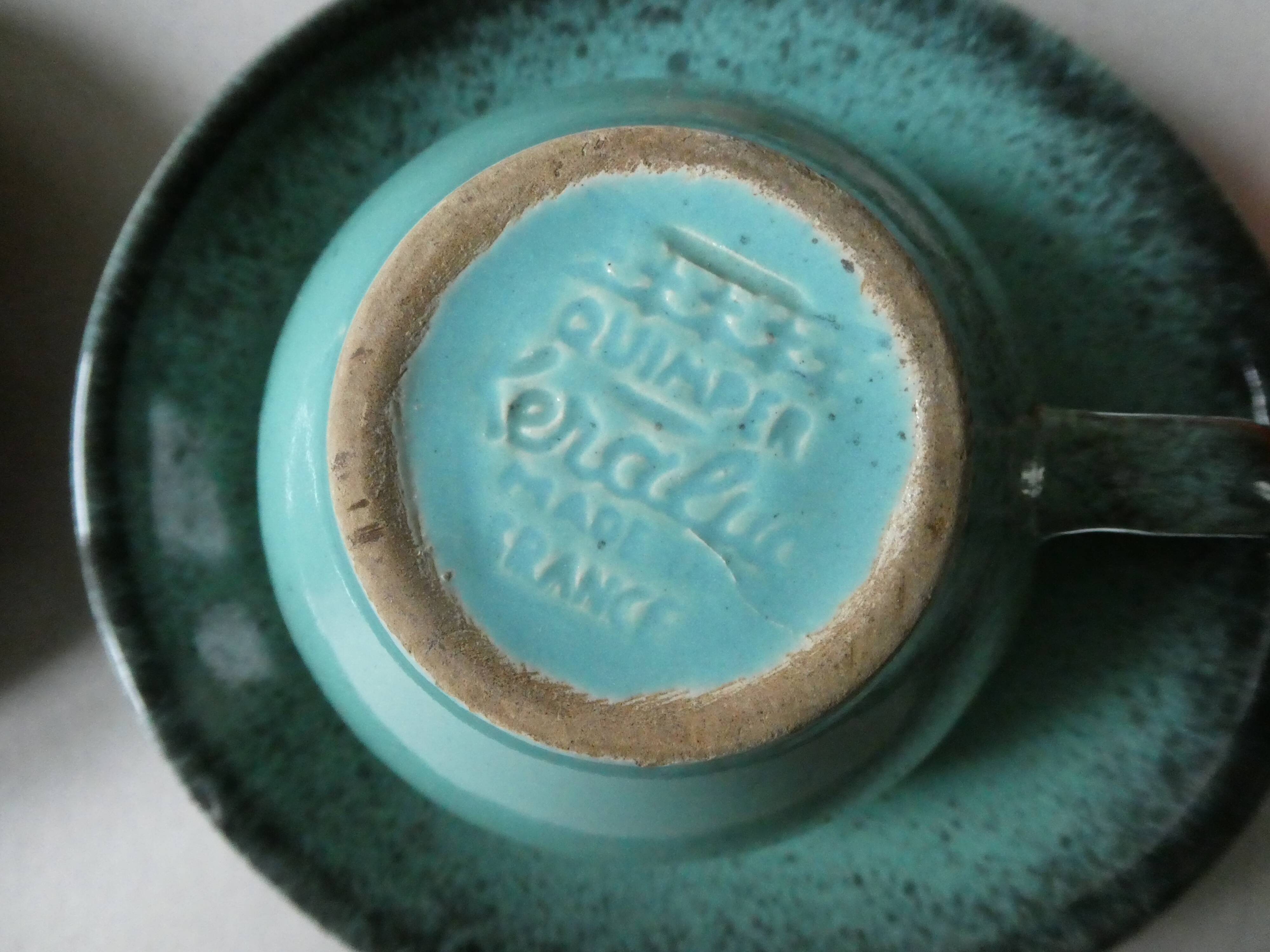 Keraluc Quimper France coffee service, 4 cups