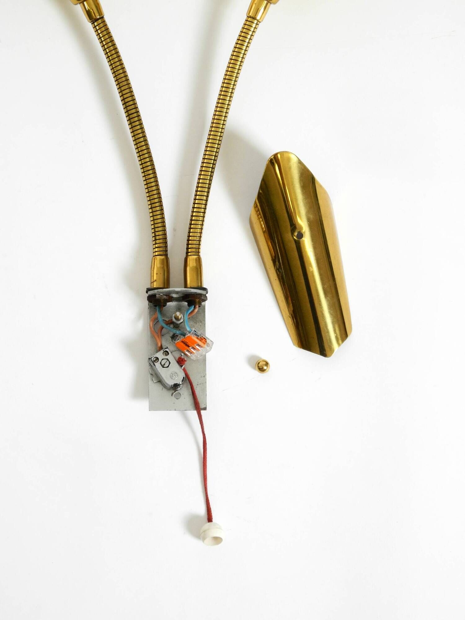 Mid Century unused brass wall lamp with double shade by Cosack Leuchten