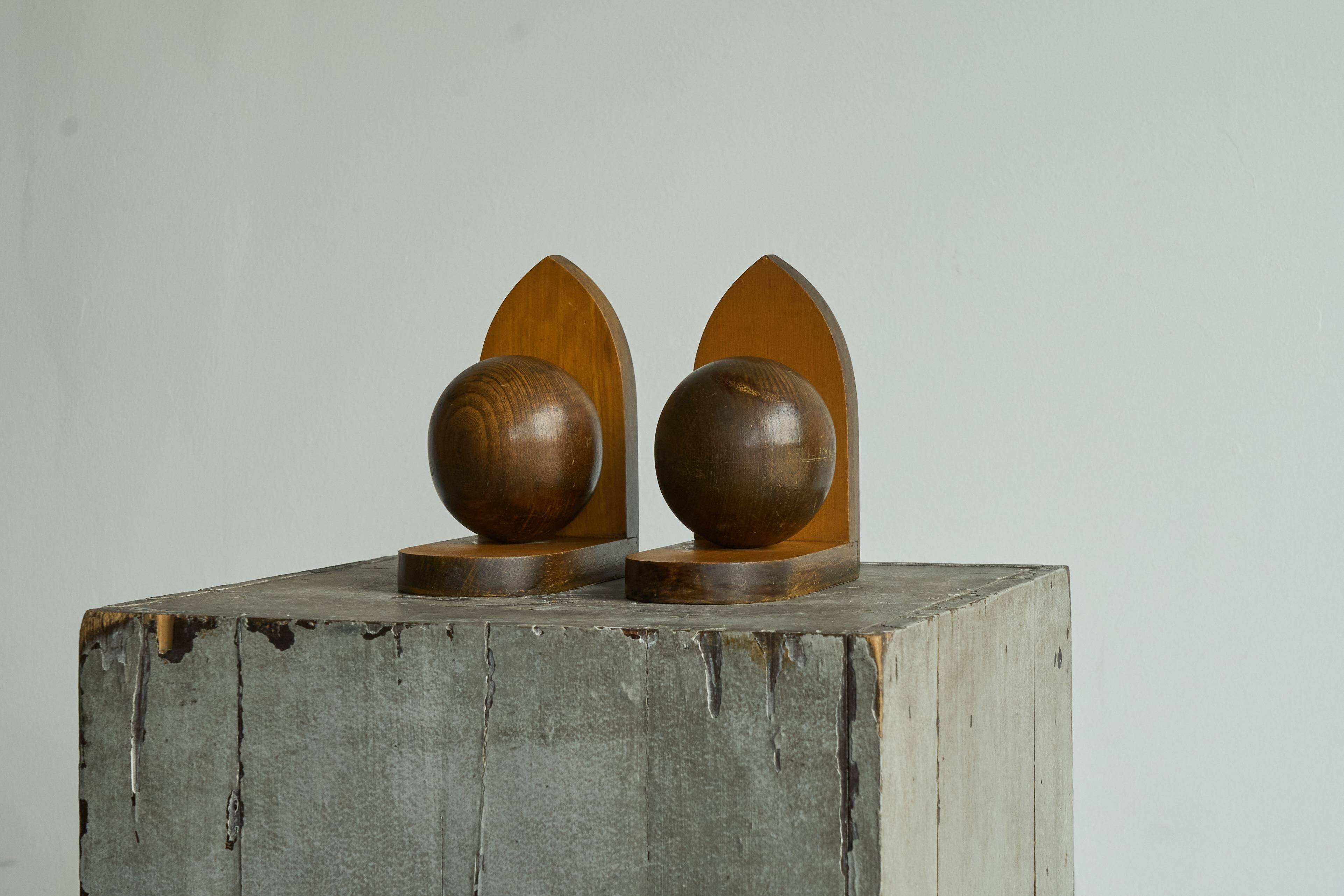 Art Deco wooden bookends from the 1930s.