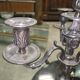 Pair of silver-plated candelabra – Louis XVI style –