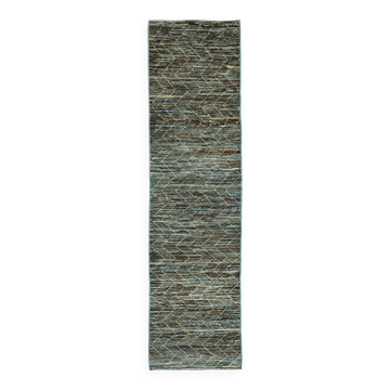 Handwoven Tribal One of a Kind 86 cm x 335 cm Blue Wool Runner Carpet