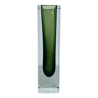 Vase Sommerso Murano vert 25 cm, soliflore, vintage