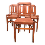 6 René Gabriel chairs from the reconstruction period in beech and plywood.
