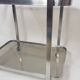 Service trolley brushed steel and 70s smoked glass