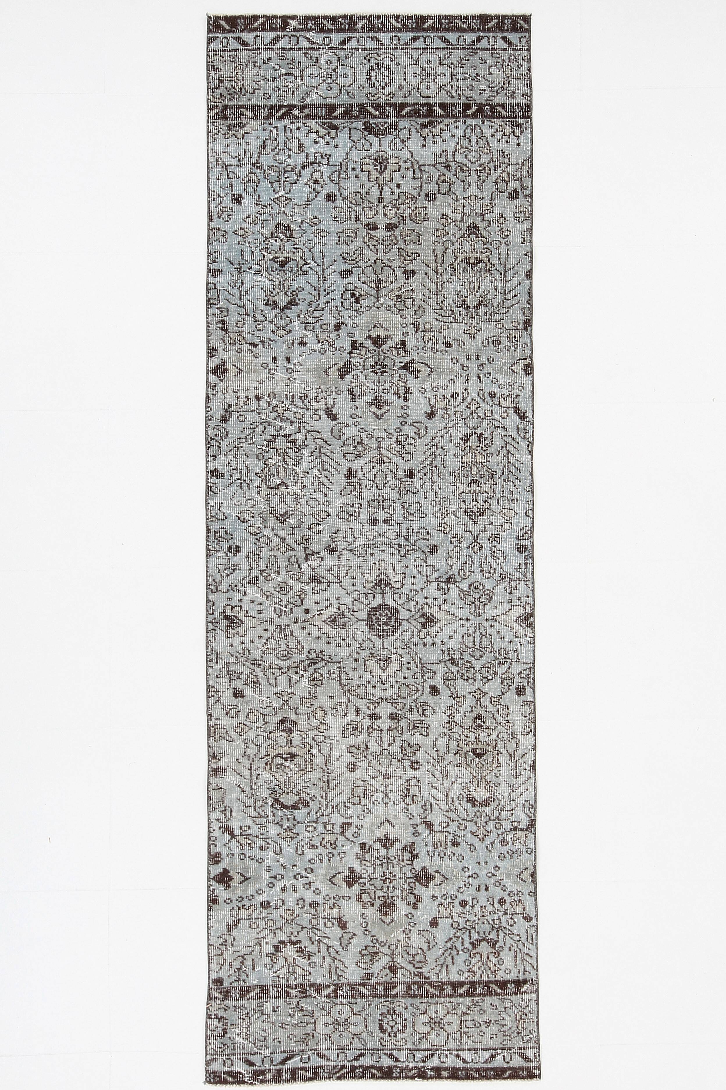 3x9 Rug For Kitchen Gray Vintage Runner Rug, 82x266Cm SK 3397