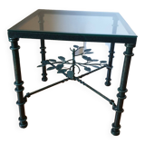 Square metal coffee table and glass top