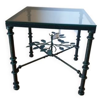 Square metal coffee table and glass top